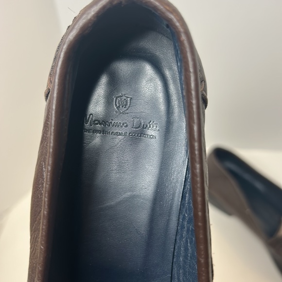 Massimo Dutti brown pebble loafers with hide hair on top. - Picture 4 of 6